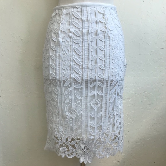 Romeo + Juliet Couture Nordstrom Lace Pencil Skirt White XS - Picture 4 of 6